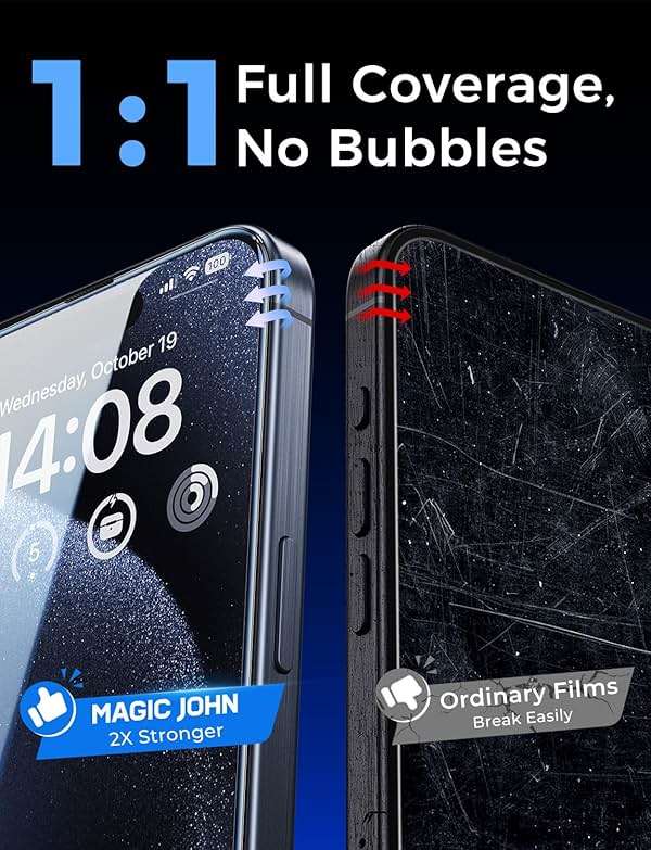 MAGIC JOHN 2 Pack for iPhone 15 Pro (6.1 inch) Tempered Glass Screen Protector, Auto Dust-Elimination Installation, Bubble Free, Dynamic Island Compatible, HD Clear, Easy Installation - Image 7