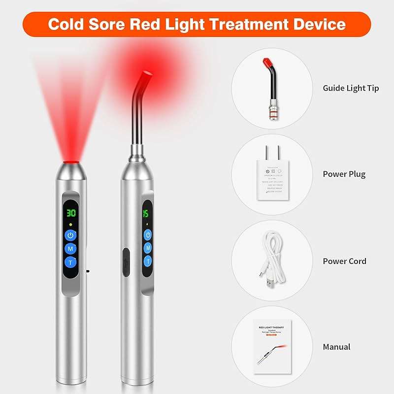 Red Light Cold Sore, Cold Sore Treatment Device, Red Light Therapy Wand for Cold Sore Lips Nose Face Hand, Target Skin Small Area - Image 8