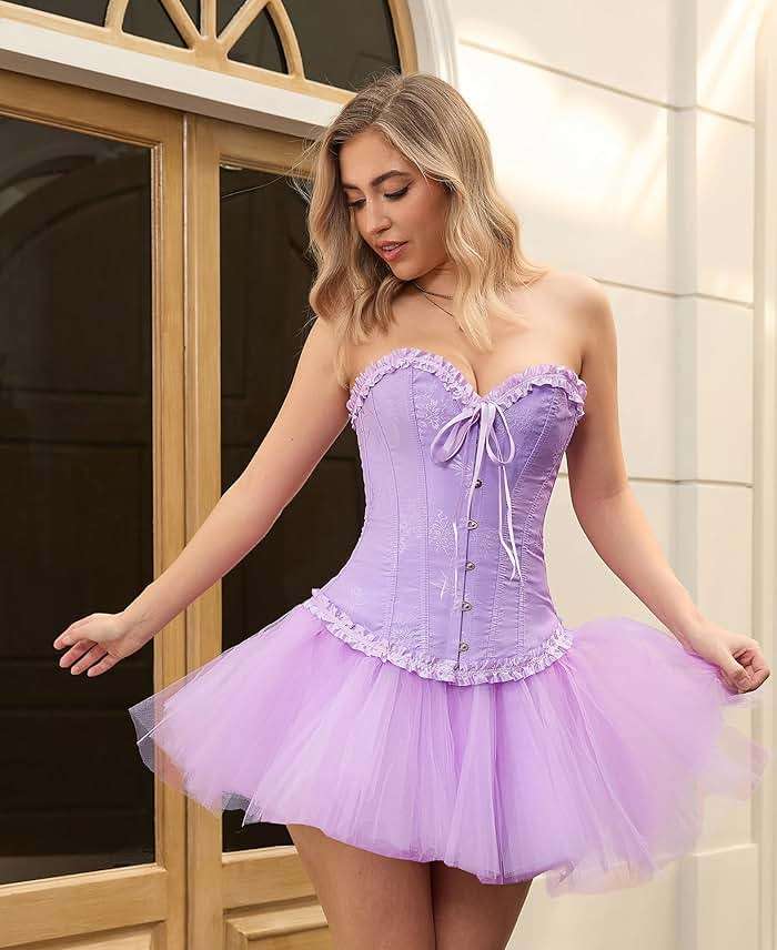 Vrapo Bustier Corset Top for Women | Overbust Lace Up Waist Cincher Shapewear Lingerie - Image 3