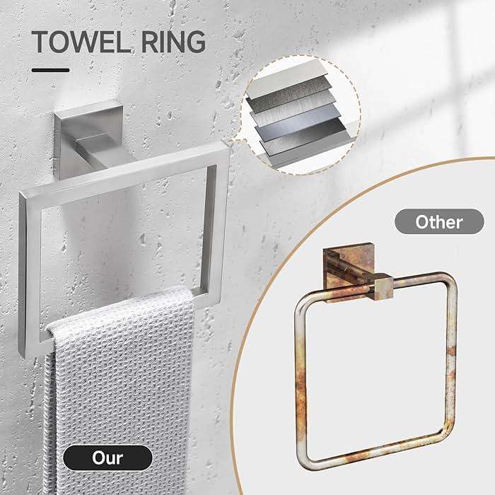 TQKAG 5-Piece Bathroom Hardware Set Brushed Nickel Classic Wall Mounted SUS304 Stainless Steel Bathroom Accessories Set 23.6" Towel Rack for Bathroom, Brushed Nickel - Image 7