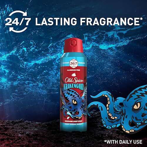 Old Spice Aluminum Free Body Spray for Men, 24/7 Odor Protection, 24/7 Lasting Fragnance & Freshness, Cologne Quality Scent, Krakengard with Deep Ocean Scent, 5.1 oz (Pack of 2) - Image 4