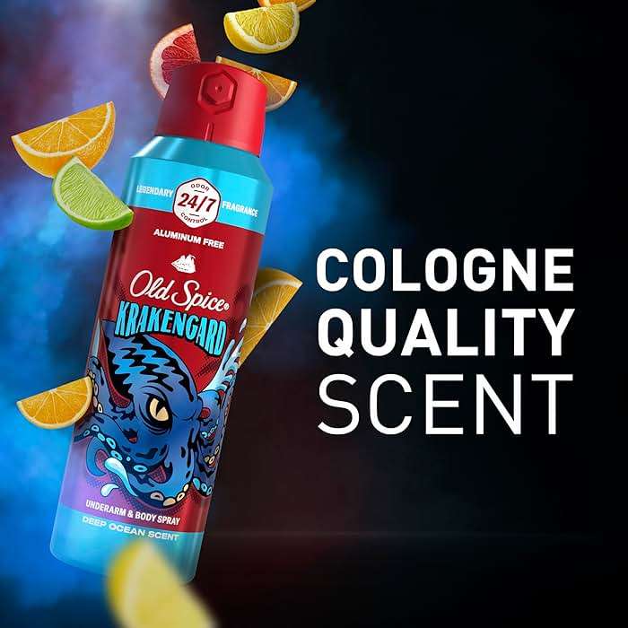 Old Spice Aluminum Free Body Spray for Men, 24/7 Odor Protection, 24/7 Lasting Fragnance & Freshness, Cologne Quality Scent, Krakengard with Deep Ocean Scent, 5.1 oz (Pack of 2) - Image 6