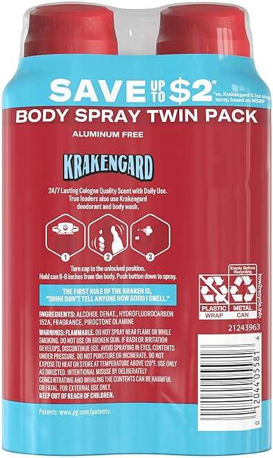 Old Spice Aluminum Free Body Spray for Men, 24/7 Odor Protection, 24/7 Lasting Fragnance & Freshness, Cologne Quality Scent, Krakengard with Deep Ocean Scent, 5.1 oz (Pack of 2) - Image 9