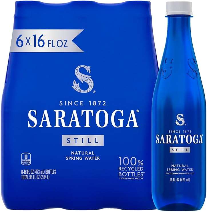 Saratoga Spring Water Bottles, 6 Pack – Still Bottled Water – Recycled PET Plastic Bottles – 16 Fl Oz - Image 1