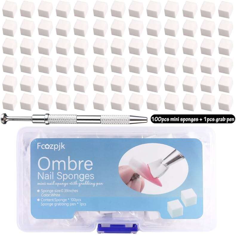 Fcozpjk Soft Sponges with Grabbing Pen for Ombre and Aura Nail Art with Brush, Professional Manicure Nail Art Tools Accessories Supplies, 100 Pieces - Image 2
