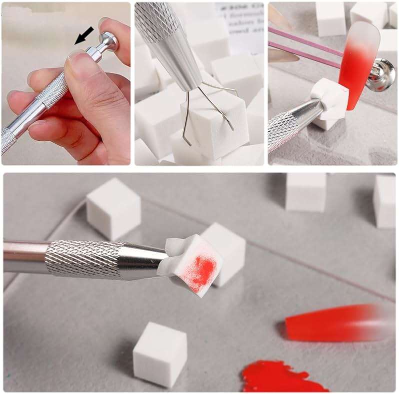 Fcozpjk Soft Sponges with Grabbing Pen for Ombre and Aura Nail Art with Brush, Professional Manicure Nail Art Tools Accessories Supplies, 100 Pieces - Image 4
