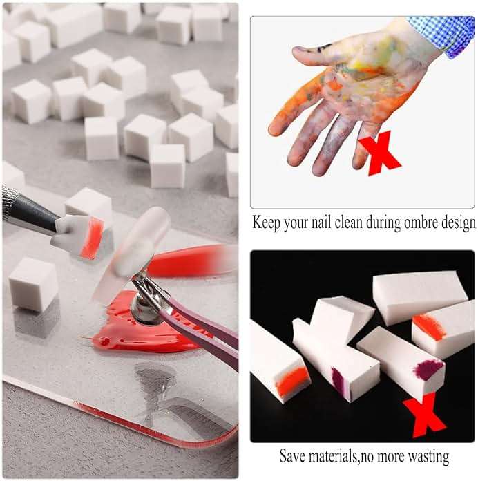 Fcozpjk Soft Sponges with Grabbing Pen for Ombre and Aura Nail Art with Brush, Professional Manicure Nail Art Tools Accessories Supplies, 100 Pieces - Image 6