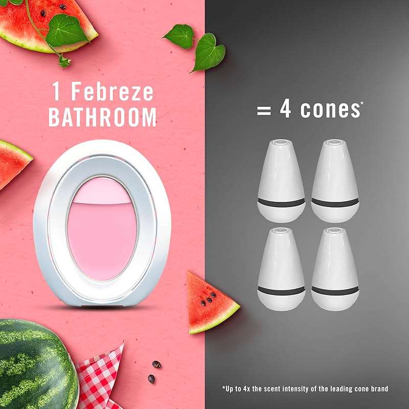 Febreze Bathroom Air Freshener, Odor-Fighting, Plug In Alternative, Air Fresheners for Small Spaces in Home, Bathroom, Kitchen, & Closet, Lilac & Watermelon Scents, 4ct (2 of Each Scent) - Image 7