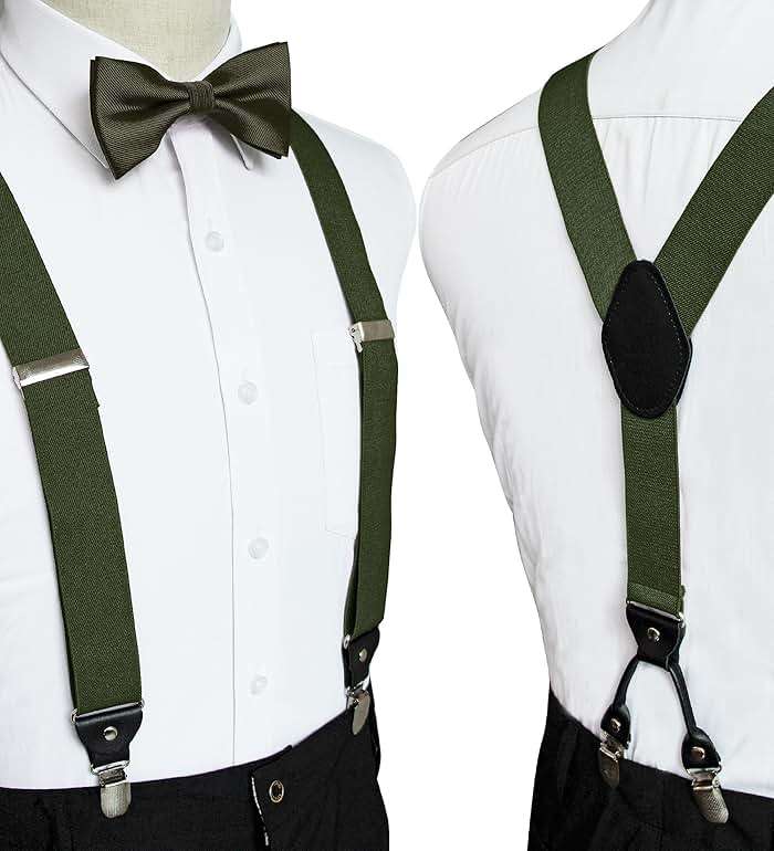JEMYGINS Solid Color Suspender and Silk Bow Tie Sets for Men - Image 2