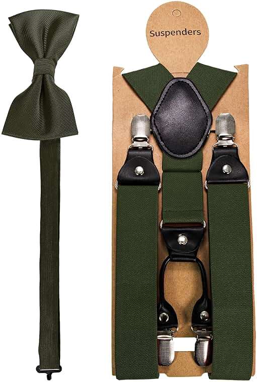 JEMYGINS Solid Color Suspender and Silk Bow Tie Sets for Men - Image 4