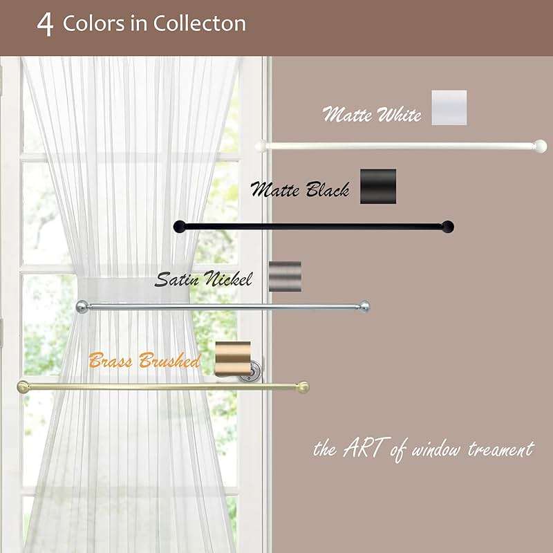 ARNORX Cafe Curtain Rods for French Door - 2 Pack, Adjustable 16-28 Inch, 3/8" Diameter, White – Screw Mount Recommended for Daily-Use Doors, Adhesive for Lightweight Curtains & Low-Traffic Doors - Image 4