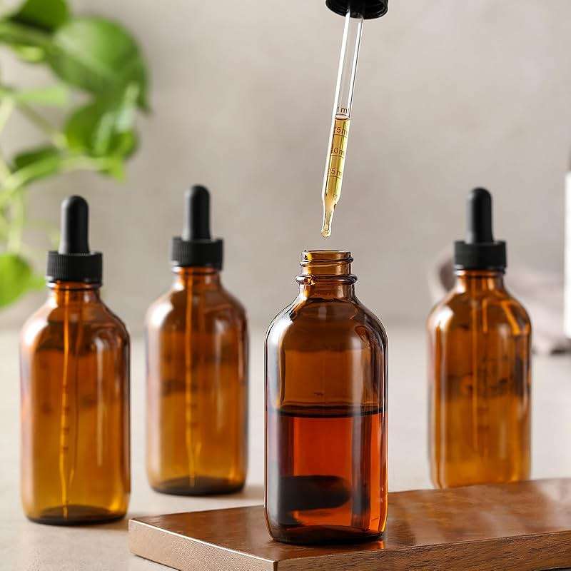 4 Pack, 100ml Dropper Bottles with 2pcs Glass Pipettes(1ml) - Essential Oils Bottles for Health, Personal Care & Beauty - 3.4oz Thick Dark Amber Glass Tincture Bottle with Eye Droppers, Leakproof - Image 2
