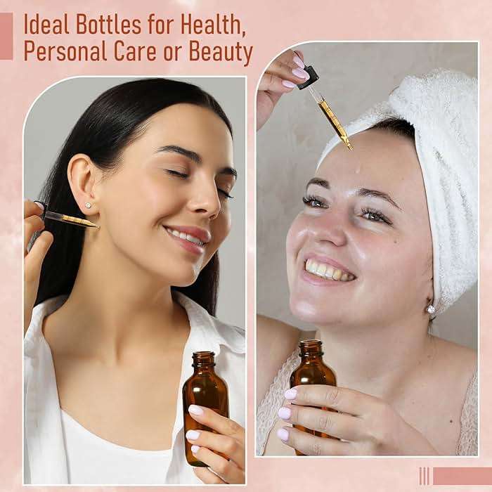 4 Pack, 100ml Dropper Bottles with 2pcs Glass Pipettes(1ml) - Essential Oils Bottles for Health, Personal Care & Beauty - 3.4oz Thick Dark Amber Glass Tincture Bottle with Eye Droppers, Leakproof - Image 4