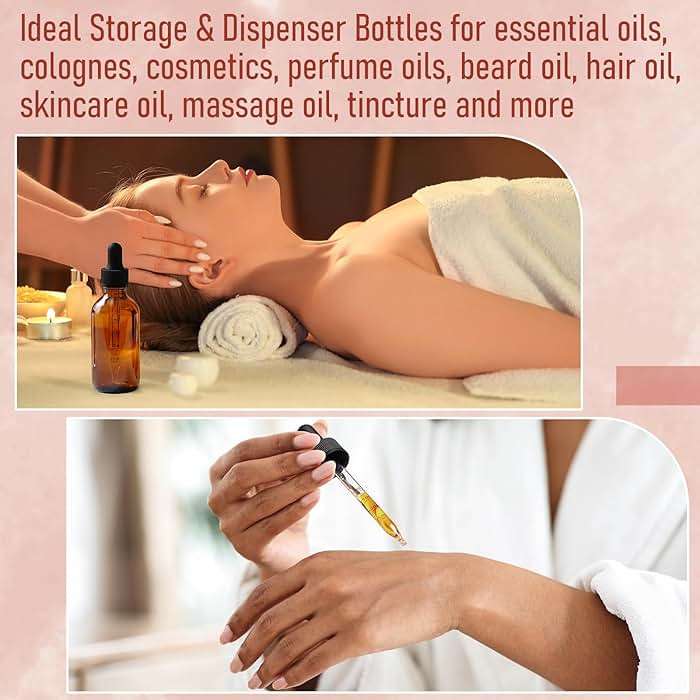 4 Pack, 100ml Dropper Bottles with 2pcs Glass Pipettes(1ml) - Essential Oils Bottles for Health, Personal Care & Beauty - 3.4oz Thick Dark Amber Glass Tincture Bottle with Eye Droppers, Leakproof - Image 5