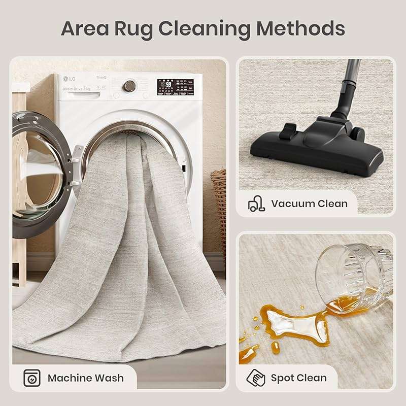 Valenrug Washable Rugs 5x7 - Stain Resistant 5x7 Area Rugs for Living Room, Non Slip Backing Printed Rugs for Bedroom, Folable Machine Washable Area Rug (5'x7', Beige) - Image 6