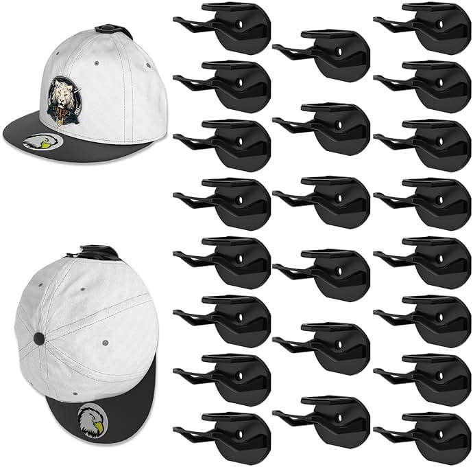 Niunuerga 22 Pack Adhesive Hat Hooks for Wall, Super Strong Hat Rack for Baseball Caps, Hat Organizer Display for Home Decor, Hat Hangers Holder for Wall, Door, Closet, No Drilling (Black) - Image 1