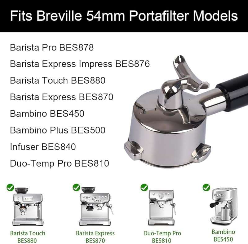 54mm Portafilter Double Spout Compatible with Breville Bambino Plus (BES500)/ Infuser (BES840XL) 54mm Breville Barista Series-ABS Handle - Image 4