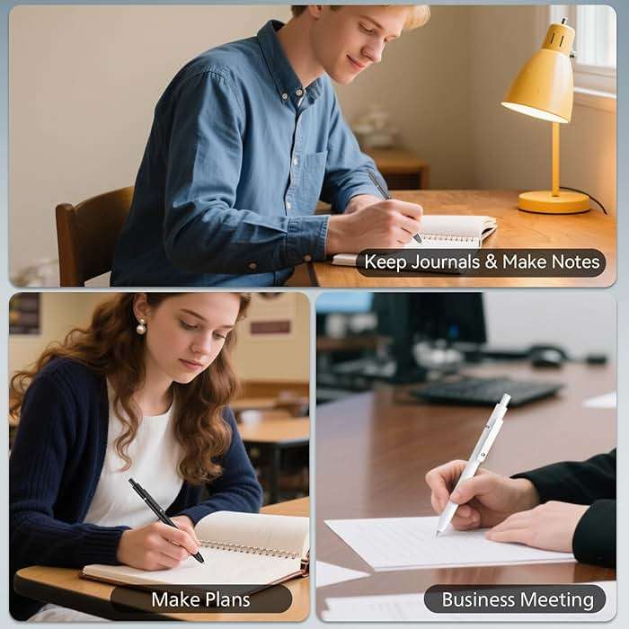 ACEES Gel Pens, 6 Pcs 0.5mm Fine Point Black Ink Pen With Smooth Writing, Office Desk Accessories, Writing Supplies Gifts for Men Women, Quick Dry Pens Ballpoint For Journaling, Black/Gray/White - Image 7