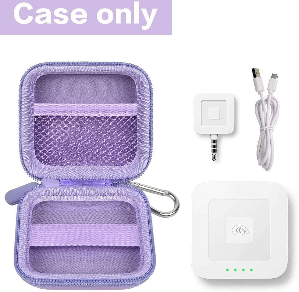 Square A-SKU-0485 Contactless and Chip Card Reader Case - Hard Carrying Bag Holder with USB Charge Cable for EMV Chip Cards/Apple Pay/Android Pay - Purple - Image 2