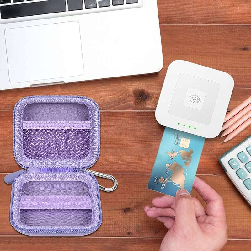 Square A-SKU-0485 Contactless and Chip Card Reader Case - Hard Carrying Bag Holder with USB Charge Cable for EMV Chip Cards/Apple Pay/Android Pay - Purple - Image 6