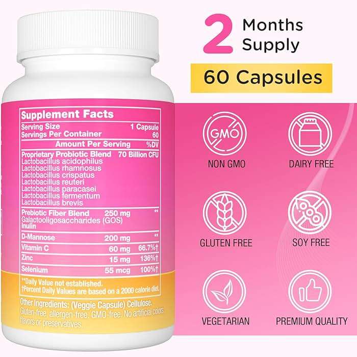 Trehealtt 70 Billion CFUs Vaginal Probiotics, PH Balance with Probiotic & Prebiotic & D-Mannose, Women Probioticos for Odor & Flora, Yeast, vag, Urinary Health, GMO-Free, 60 Days Supply - Image 2
