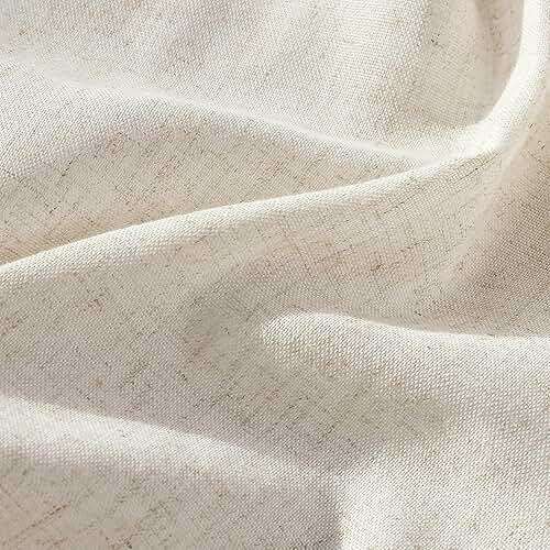 Aersas Linen Pinch Pleated Curtains 84 Inch Length 2 Panels Set for Living Room Cream Semi Sheer Window Curtain for Bedroom Boho Farmhouse Neutral Back Tab Drape Decor with Hooks, Natural Beige Ivory - Image 5