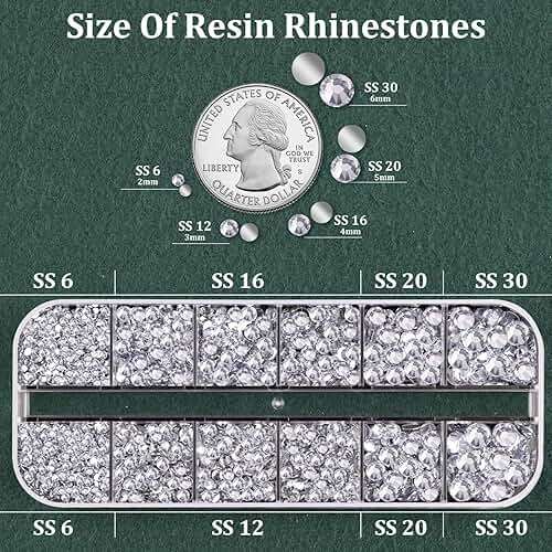 Resin Rhinestones for Crafting with B7000 Jewelry Glue, 1 Box Clear Flatback Crystals with 3Pcs 10ml Glue for Bedazzling Crafts DIY Nail Art Makeup，Non Hotfix Gems for Clothing Shoes - Image 2