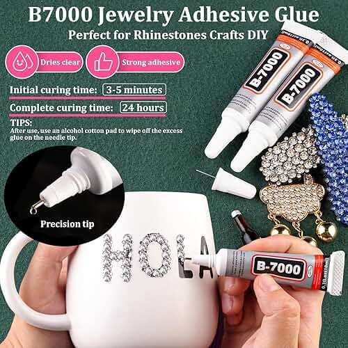 Resin Rhinestones for Crafting with B7000 Jewelry Glue, 1 Box Clear Flatback Crystals with 3Pcs 10ml Glue for Bedazzling Crafts DIY Nail Art Makeup，Non Hotfix Gems for Clothing Shoes - Image 3