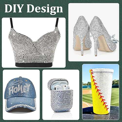 Resin Rhinestones for Crafting with B7000 Jewelry Glue, 1 Box Clear Flatback Crystals with 3Pcs 10ml Glue for Bedazzling Crafts DIY Nail Art Makeup，Non Hotfix Gems for Clothing Shoes - Image 5