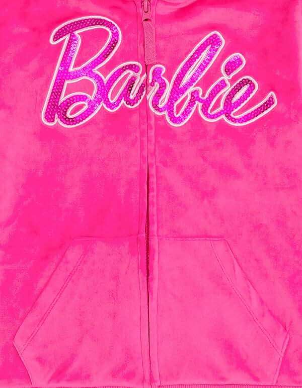 Barbie Velour Matching Family Zip Up Hoodie Pants Outfit Set Newborn to Adult Sizes (Newborn - 2XL) - Image 4
