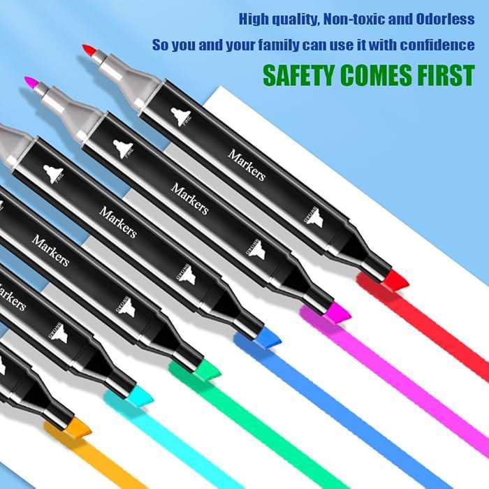 AMUIZC Alcohol Markers, 80 Colors Art Drawing Markers Set for Kids Adults Dual Tip Permanent Sketch Markers, with Organizing Case - Image 2