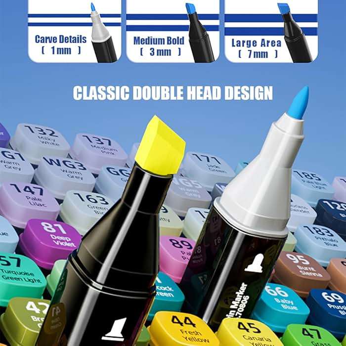AMUIZC Alcohol Markers, 80 Colors Art Drawing Markers Set for Kids Adults Dual Tip Permanent Sketch Markers, with Organizing Case - Image 3