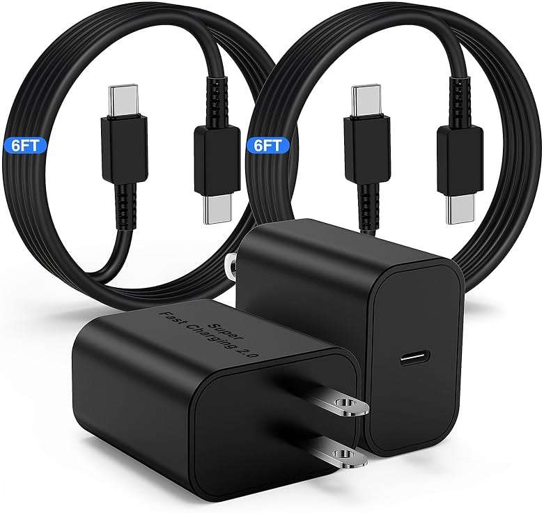 USB-C Charger for Samsung Charger Super Fast Charging, Type C Charging Block &6FT USBC Android Phone Cable Cord 2Pack for Galaxy S26/S25 S24 S23 S22 S21 S20 S10 Ultra/Plus,Galaxy Tab S11 S10 S9 S8 - Image 1