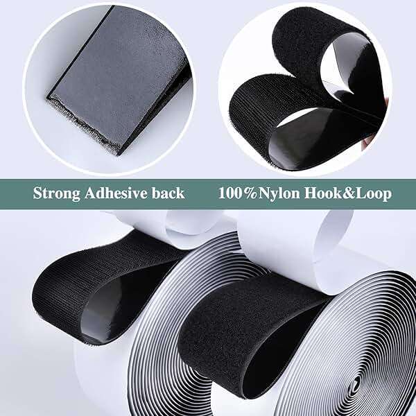 Navona 27Ft x 2 Inch Hook and Loop Strips with Adhesive, Heavy Duty Self Adhesive Tape with Back, Strong Sticky Back Fastener Roll for Home, Office, School, Crafting, Black - Image 4