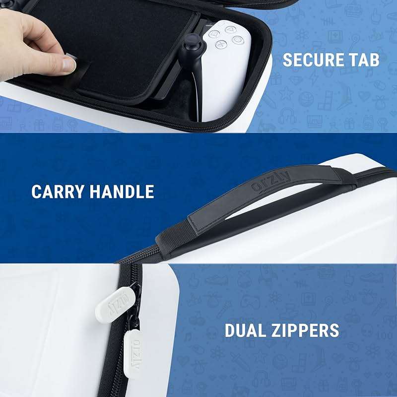 Carry Case designed for Playstation Portal remote player for PS5 Console holds accessories, Travel and Storage Protection for headset charger and more WHITE/BLACK - Easy Clean Case Gift box Edition - Image 6