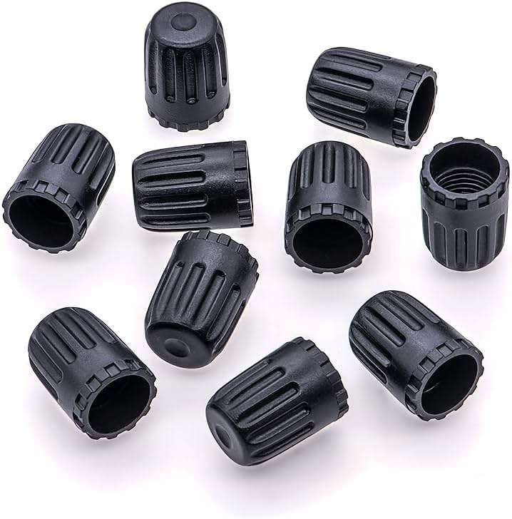 MEAJOO 10PCS TPMS Plastic Tire Valve Stem Caps, Wheel Tire Valve Stem, with O-Ring Rubber Seal, Universal Tire Valve Stem Covers for Cars, SUV, Trucks, Bikes, Motorcycles, Bicycles(Black) - Image 1