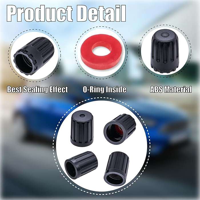 MEAJOO 10PCS TPMS Plastic Tire Valve Stem Caps, Wheel Tire Valve Stem, with O-Ring Rubber Seal, Universal Tire Valve Stem Covers for Cars, SUV, Trucks, Bikes, Motorcycles, Bicycles(Black) - Image 3