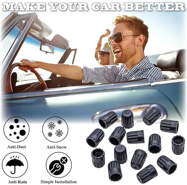 MEAJOO 10PCS TPMS Plastic Tire Valve Stem Caps, Wheel Tire Valve Stem, with O-Ring Rubber Seal, Universal Tire Valve Stem Covers for Cars, SUV, Trucks, Bikes, Motorcycles, Bicycles(Black) - Image 6