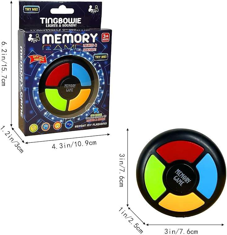 tingbowie Memory Game Handheld Electronic Toy, Color Memorizing with Lights and Sounds - Image 3