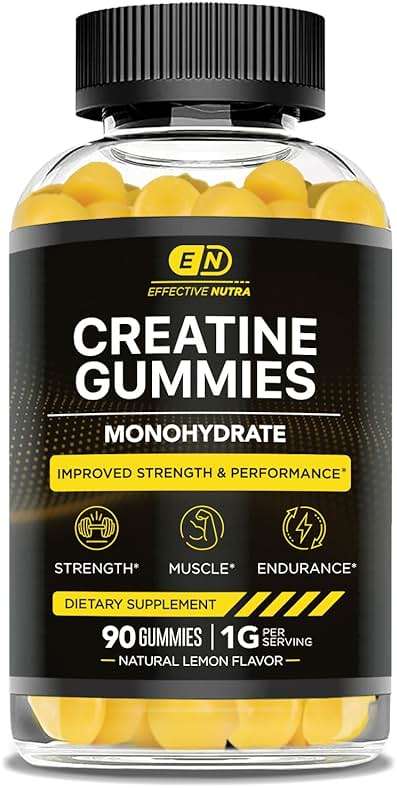 Effective Nutra Creatine Monohydrate Gummies - 1g Creatine per Gummy - Vegan Muscle & Strength Supplement for Men & Women - Supports Muscle Growth, Energy, Endurance - Lemon Flavor, Made in USA (90ct) - Image 9