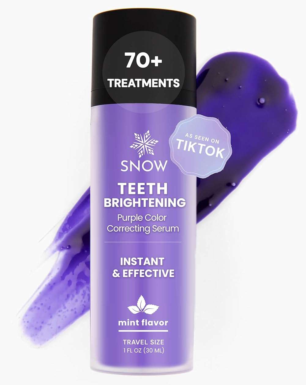 SNOW Teeth Brightening Purple Serum | Gentle & Enamel Safe Instant Brightening for Brighter Smile | Dental Care, Hygiene, & Tooth Care Bright Smile for Events Daily Confidence 2 Month Supply - Image 1
