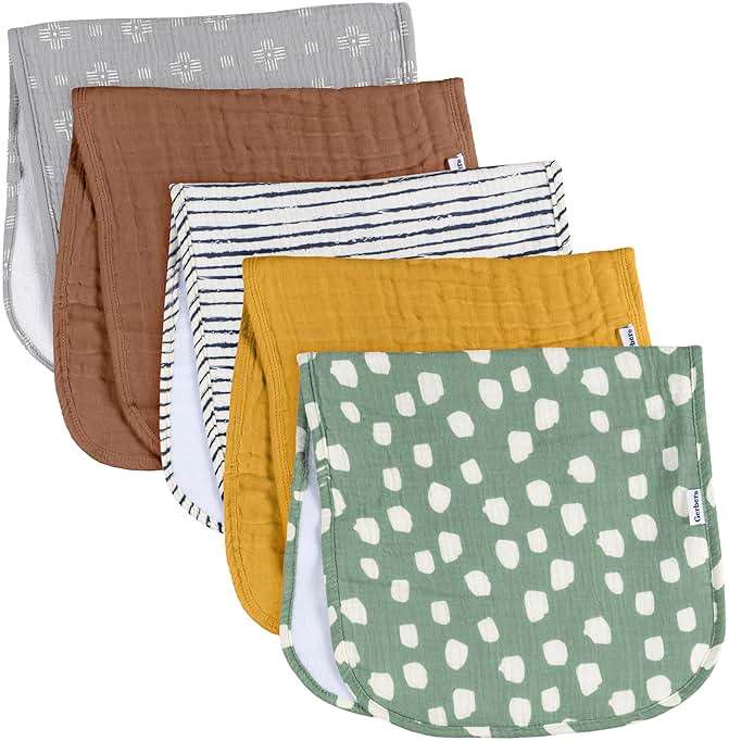 Gerber Baby Unisex Muslin Burp Cloths 6-Pack, Multi Teal Dots, Large Size 20" x 10" - Image 4