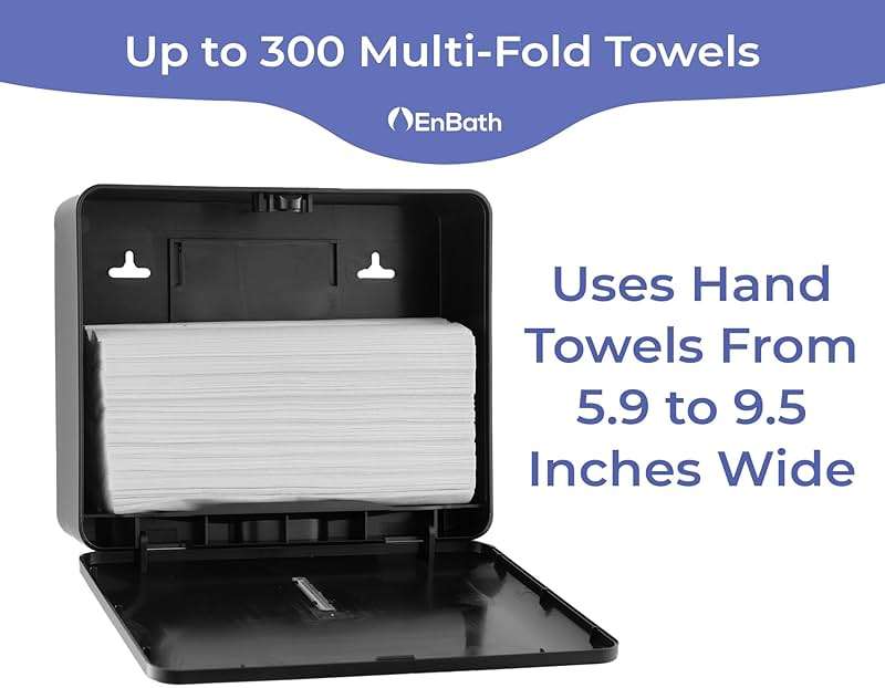 Multifold Paper Towel Dispenser Wall Mount (Black), Folded Hand Towel Dispenser for Bathroom/Restroom (Holds up to 300 Towels), Commercial Paper Towel Holder, Trifold Paper Towels Dispenser by EnBath - Image 3