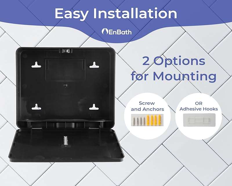 Multifold Paper Towel Dispenser Wall Mount (Black), Folded Hand Towel Dispenser for Bathroom/Restroom (Holds up to 300 Towels), Commercial Paper Towel Holder, Trifold Paper Towels Dispenser by EnBath - Image 7