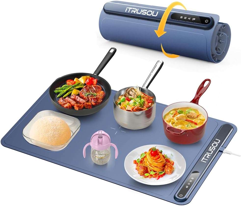 Warming Mat for Food (24"x16") - iTRUSOU 3-Year Classic Electric Warming Tray with 3-Level Temp Control, Rapid Heating 250W Energy-Saving - Rollable Large Food Warming Mat for Parties & Buffet - Image 1