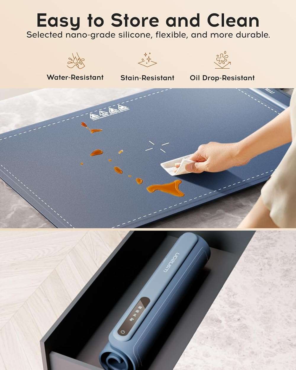 Warming Mat for Food (24"x16") - iTRUSOU 3-Year Classic Electric Warming Tray with 3-Level Temp Control, Rapid Heating 250W Energy-Saving - Rollable Large Food Warming Mat for Parties & Buffet - Image 5