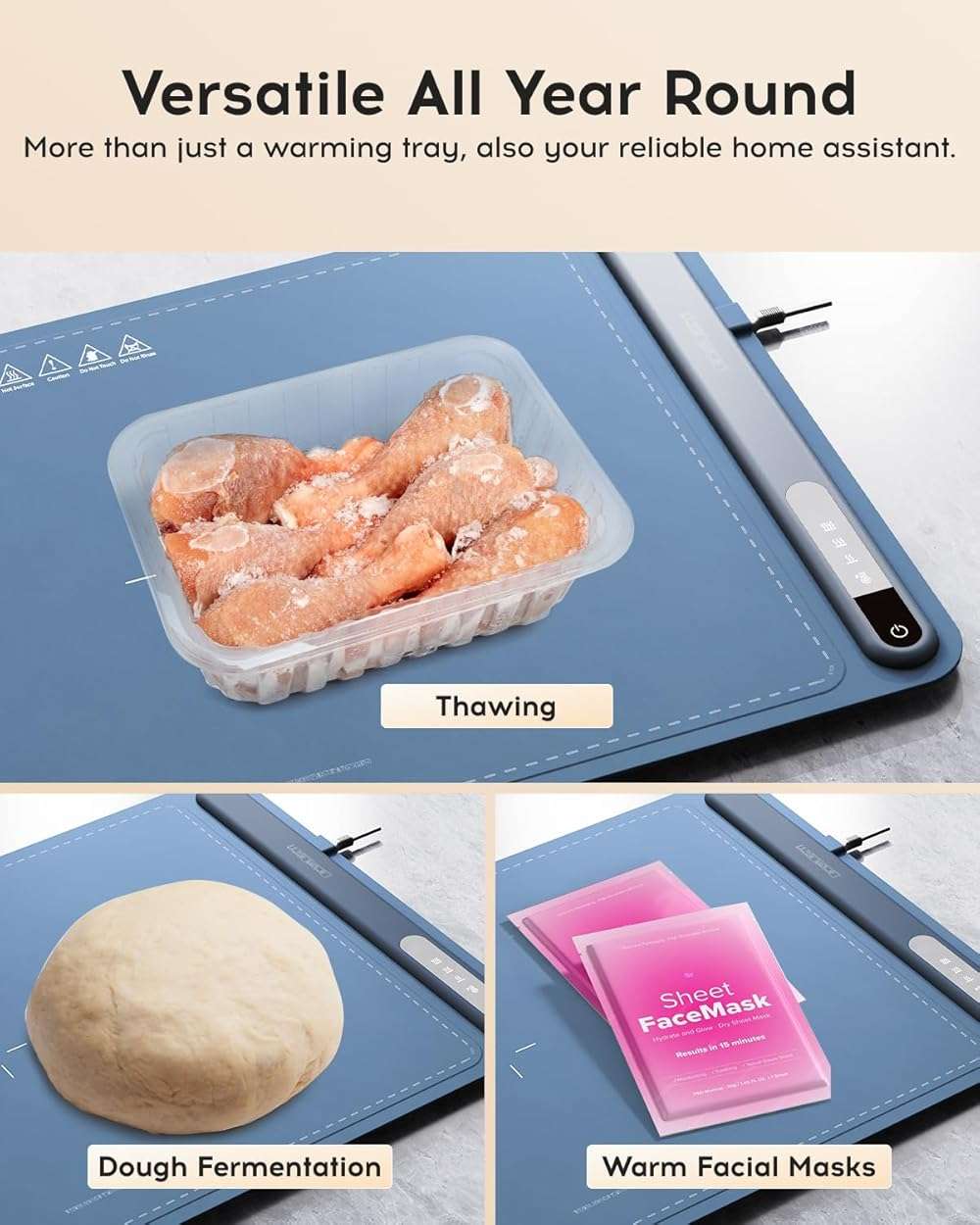 Warming Mat for Food (24"x16") - iTRUSOU 3-Year Classic Electric Warming Tray with 3-Level Temp Control, Rapid Heating 250W Energy-Saving - Rollable Large Food Warming Mat for Parties & Buffet - Image 6