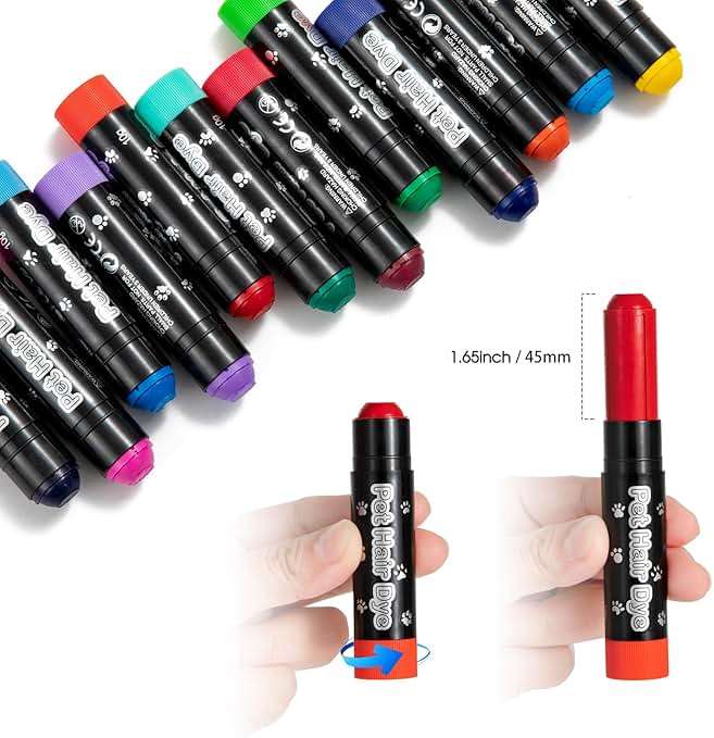 12 Pack Dog Hair Color Dye Temporary Non-toxic Vibrant Colors Washable Pet Safe Paint for Dog Cat Animals - Image 2