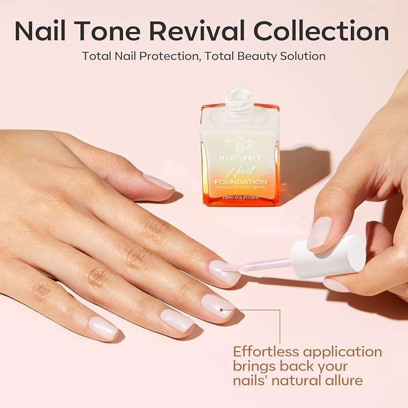 modelones Nail Strengthener, Milky White Nail Polish Nail Repair for Damaged Nails Hardener Quick Dry Nail Growth Polish Natural Nail Concealer Foundation Strengthening Polish Gifts for Women 15ml - Image 6