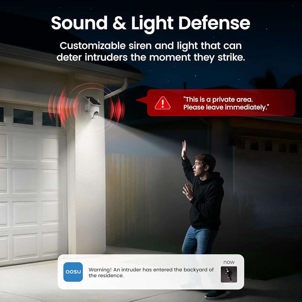 aosu Security Cameras Outdoor Wireless, 4 Cam-Kit, No Subscription Required, Solar-Powered, Home Security Cameras System with 360° Pan & Tilt, Auto Tracking, 2K Color Night Vision, Easy Setup - Image 7